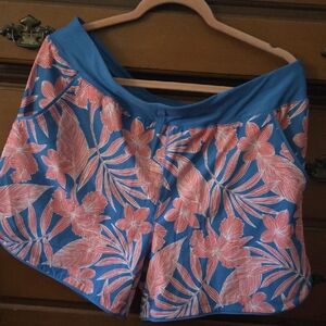 Lands' End Blue and Pink Floral Swim Shorts